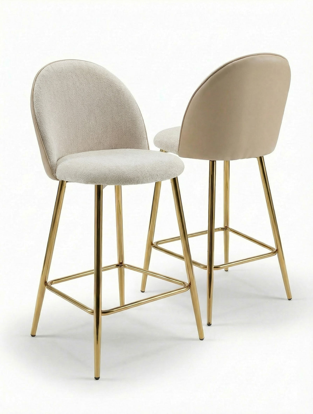כיסא בר LUNA - כיסא בר רגל זהב בעיצוב נקי בצבע אבן