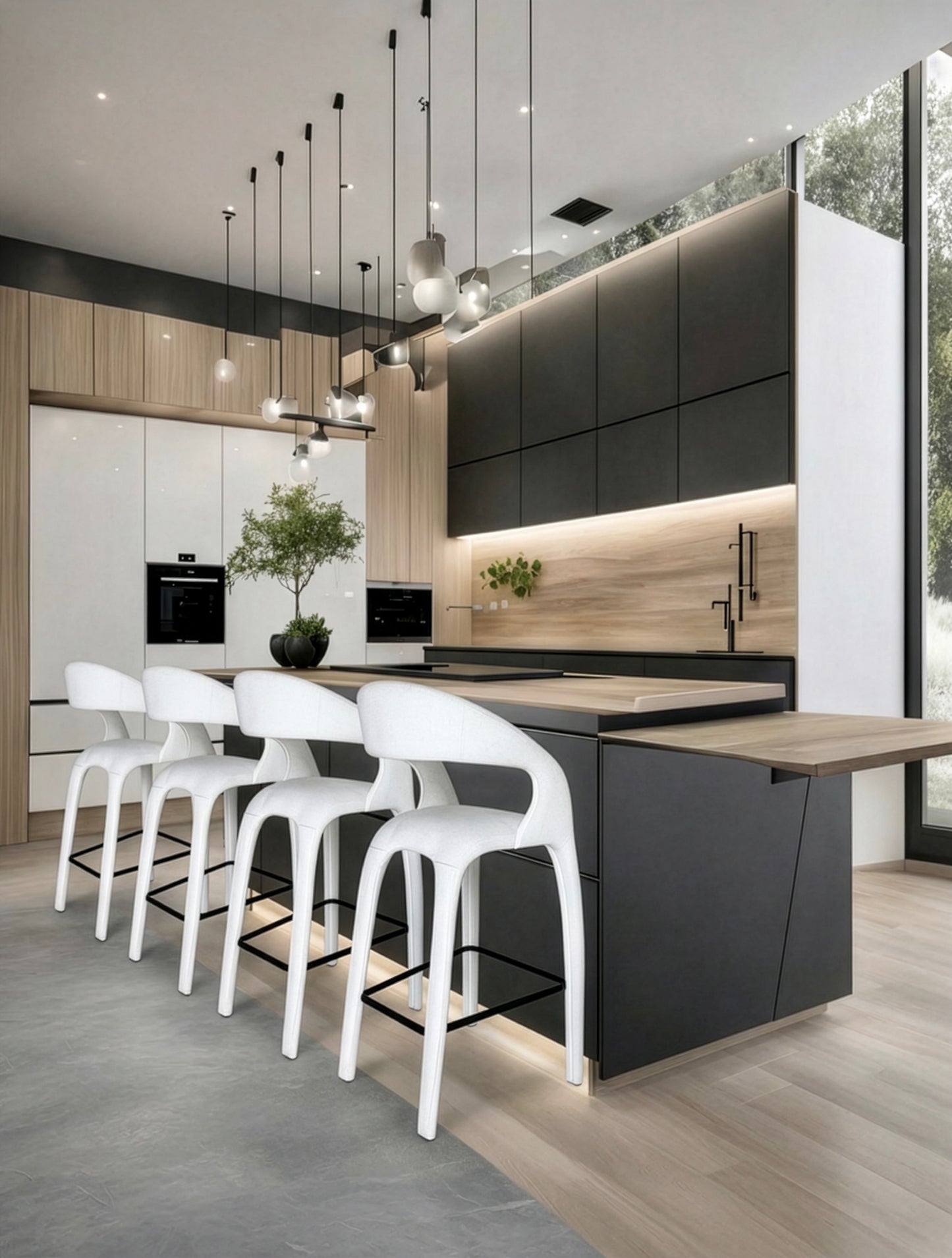 כיסא בר APPOLO קרם - ריפוד בד מלא