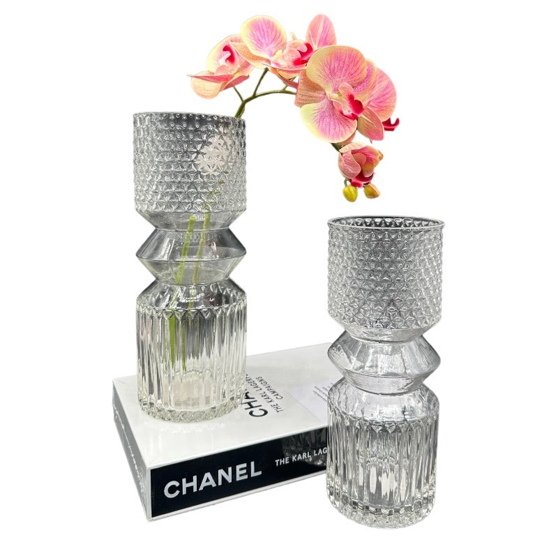 סט 2 אגרטלים דקורטיבים שקופים