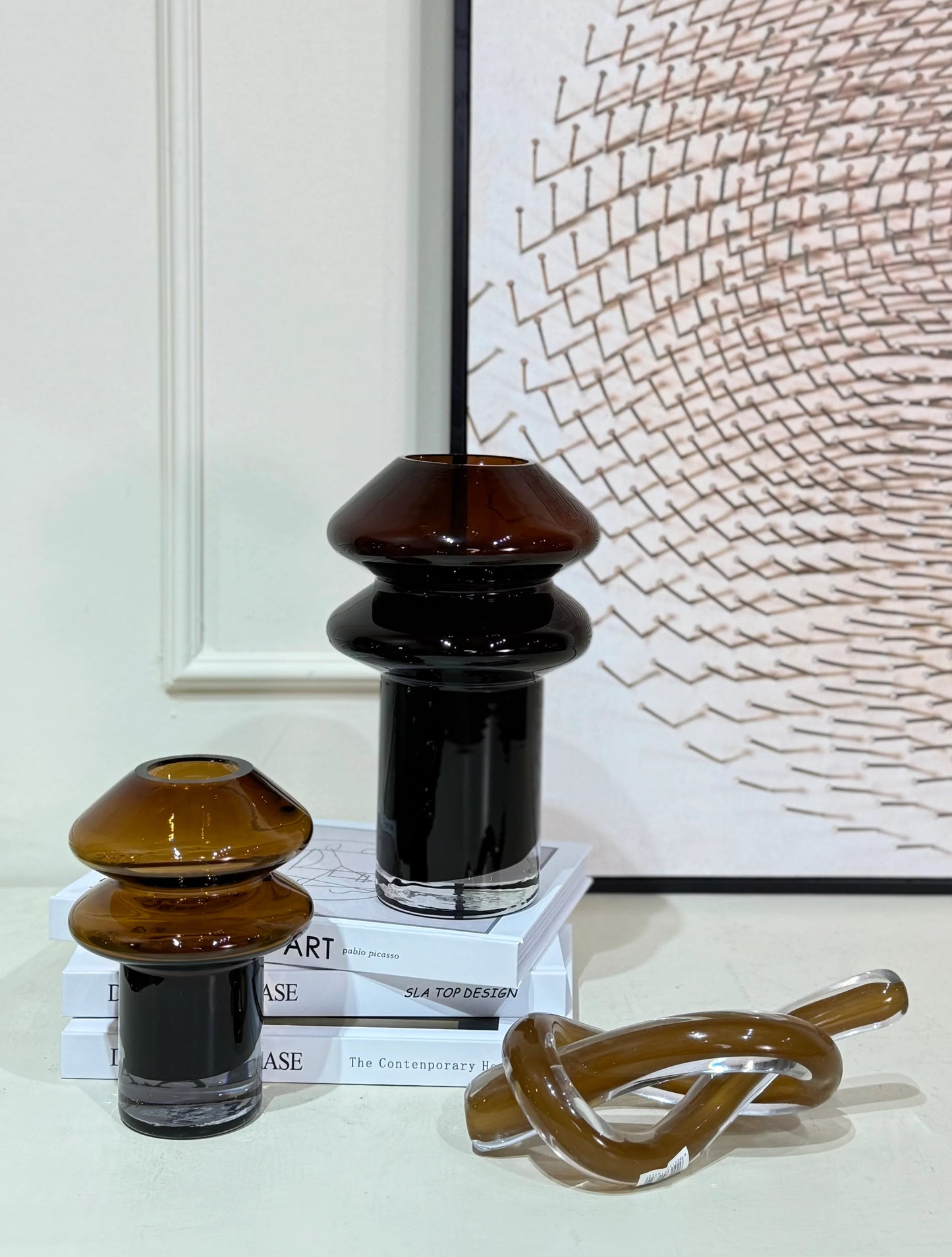 זוג אגרטלי זכוכית חומים