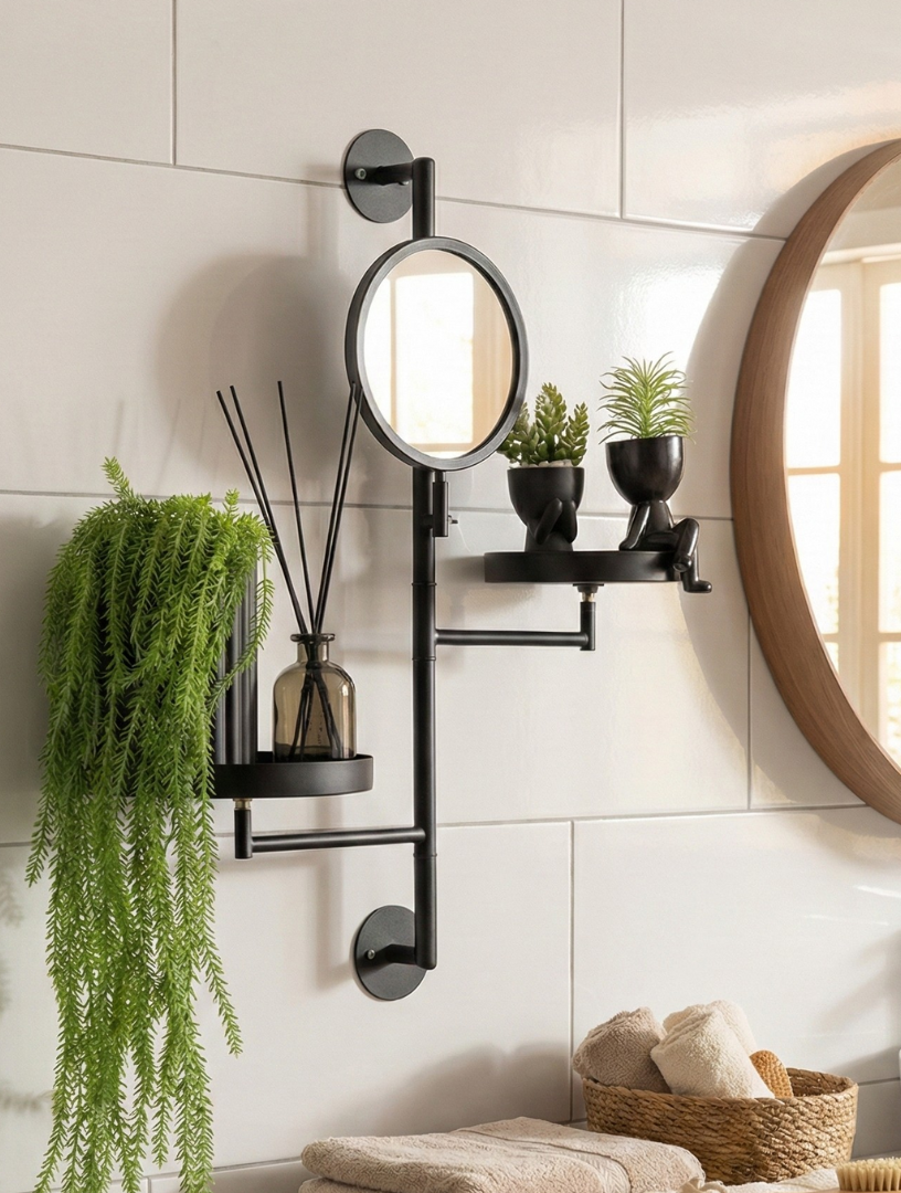 יחידת 2 מדפים ומראה - אפור