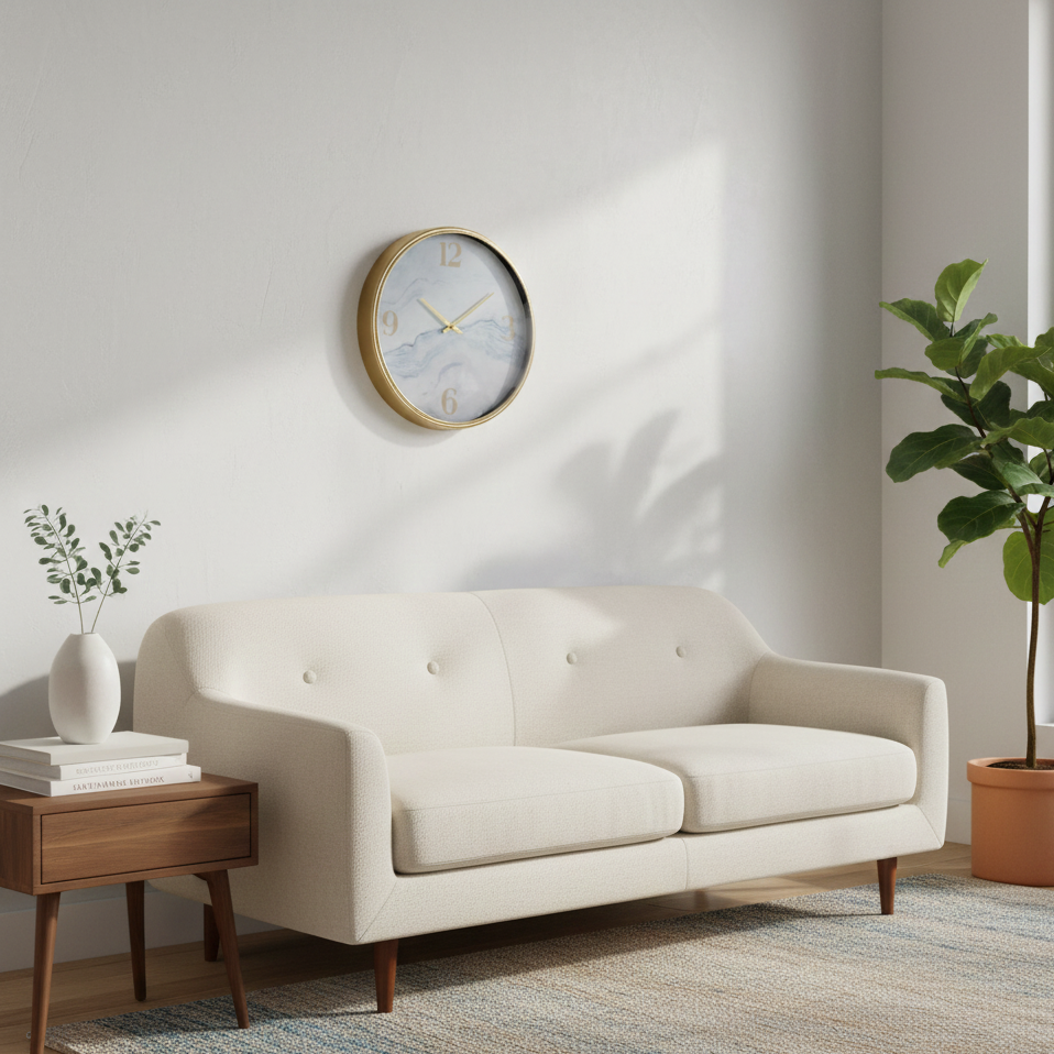 שעון קיר אלגנטי מסגרת זהב