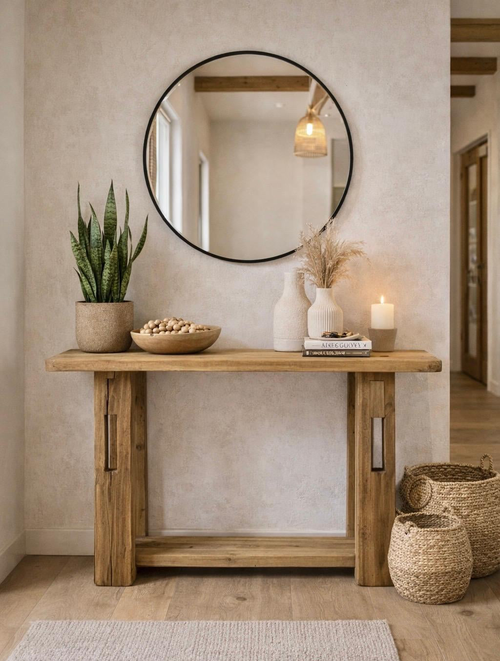 קונסולה עץ בטקסטורה טיבעית