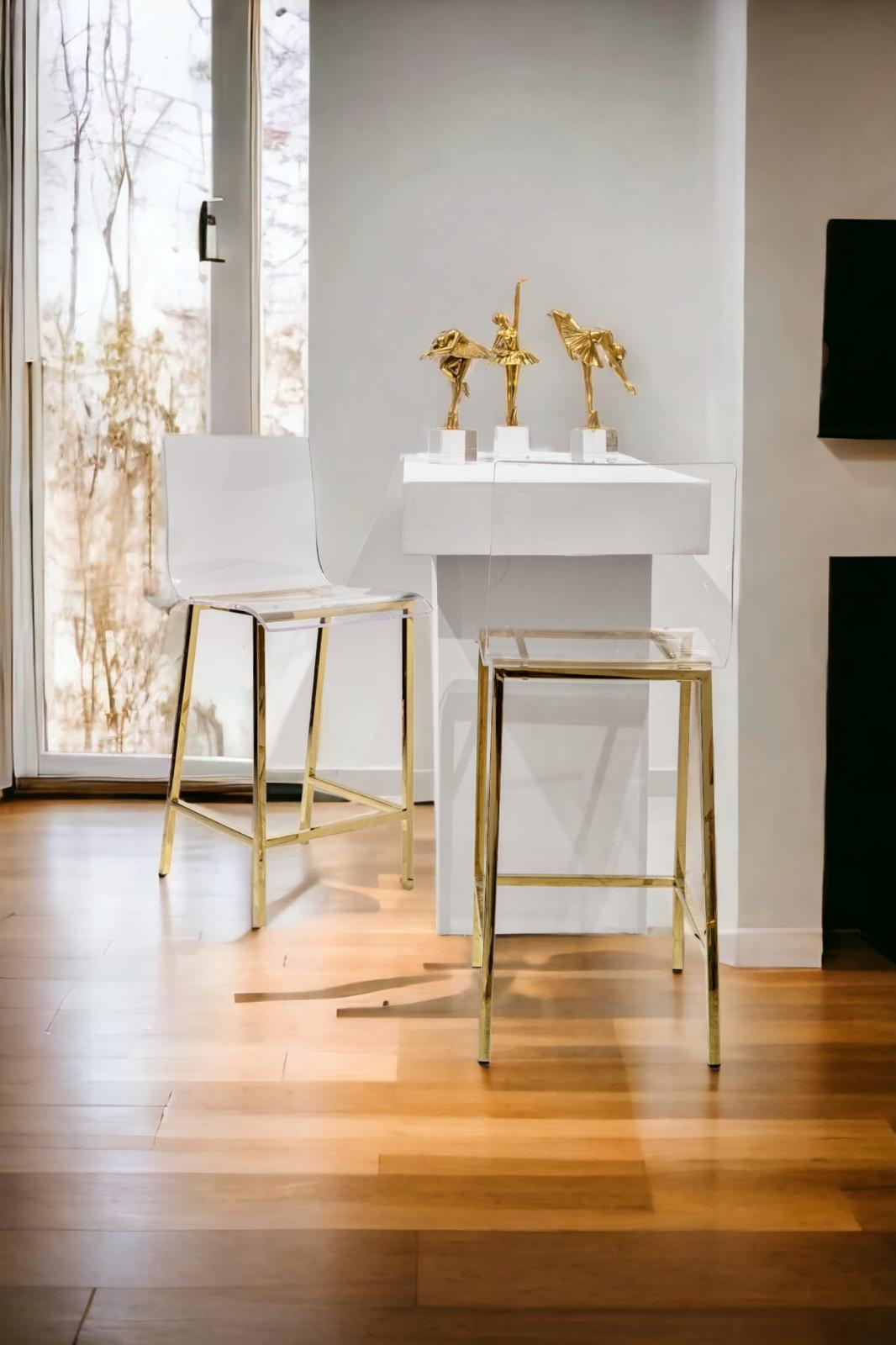 כסא בר שקוף-רגליים זהב