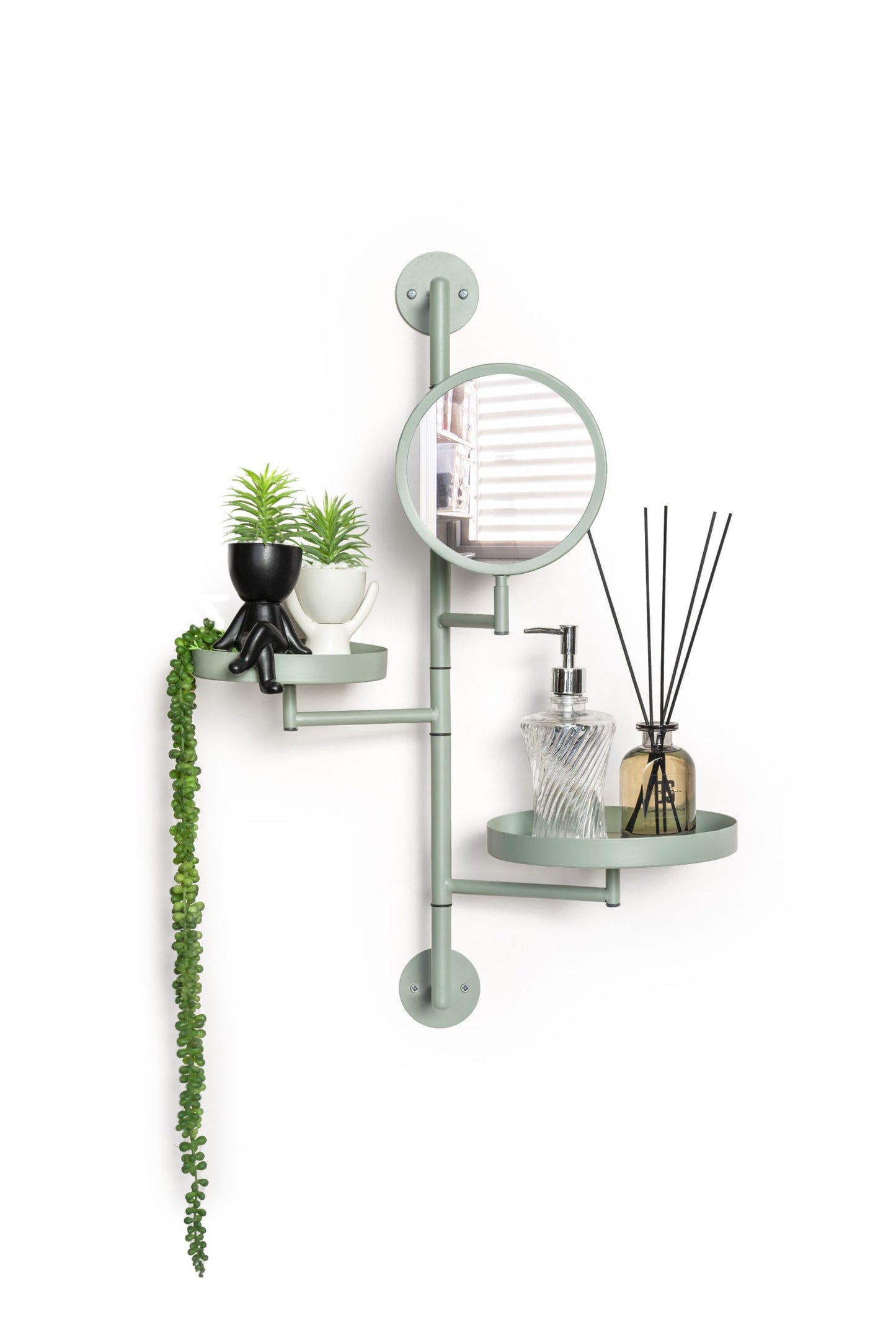 מתלה מראה עם 2 מדפים - ירקרק