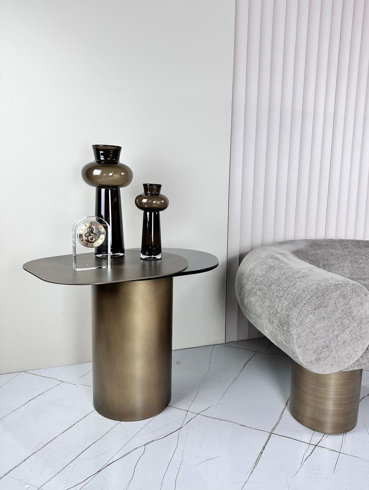 שולחן צד AURORA שילוב מתכת וזכוכית