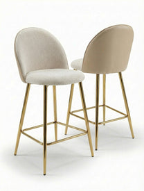 כיסא בר LUNA - כיסא בר רגל זהב בעיצוב נקי בצבע אבן