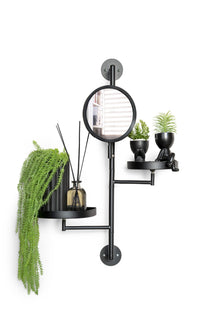 מתלה מראה  עם 2 מדפים - שחור