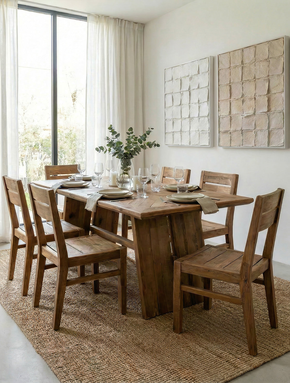 כסא עץ מלא ממוחזר