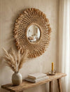 מראת רפיה בעיצוב בוהו שיק 60 ס"מ