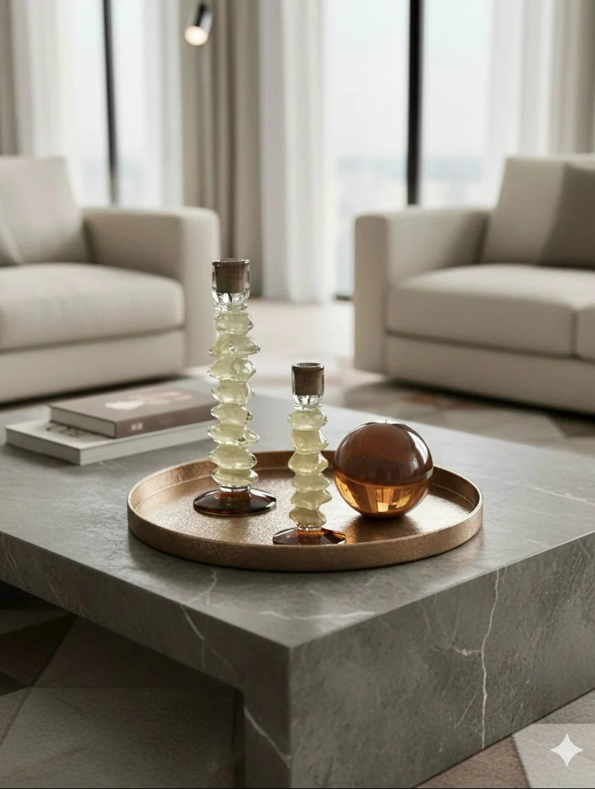 זוג פמוטי זכוכית “Amber Glow”