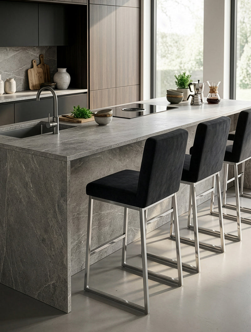 כיסא בר אפור פחם