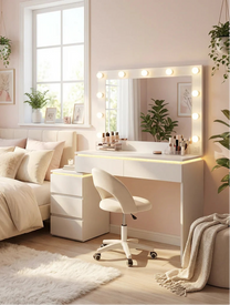 שידת איפור עם מראה ותאורת LED