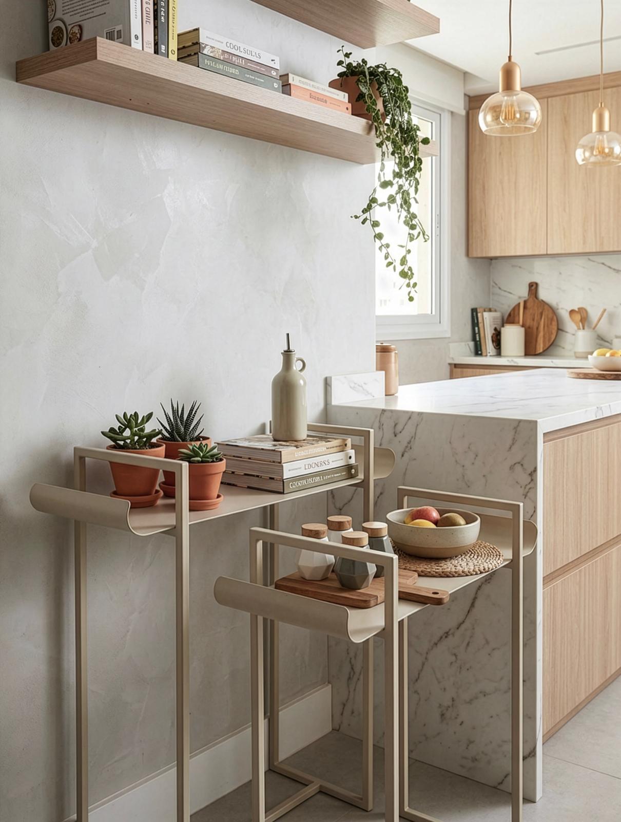 זוג מעמדי מתכת דקורטיביים - שמנת