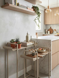 זוג מעמדי מתכת דקורטיביים - שמנת