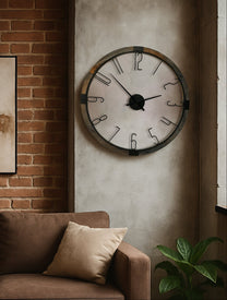 שעון מתכת ועץ טבעי כפרי