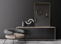 מראה מעוצבת במסגרת דקה ועדינה מלבנית