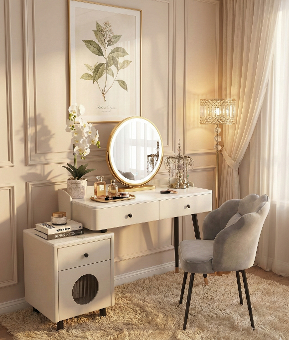 שידת איפור צבע אבן 