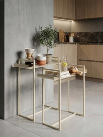 זוג מעמדי מתכת דקורטיביים - שמנת