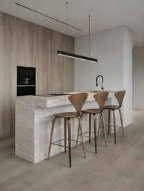 כיסא בר עץ בצבע אגוז