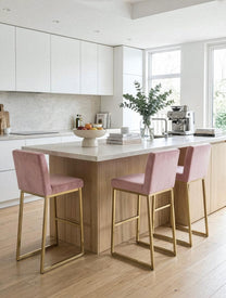 כיסא בר ורוד רגל זהב