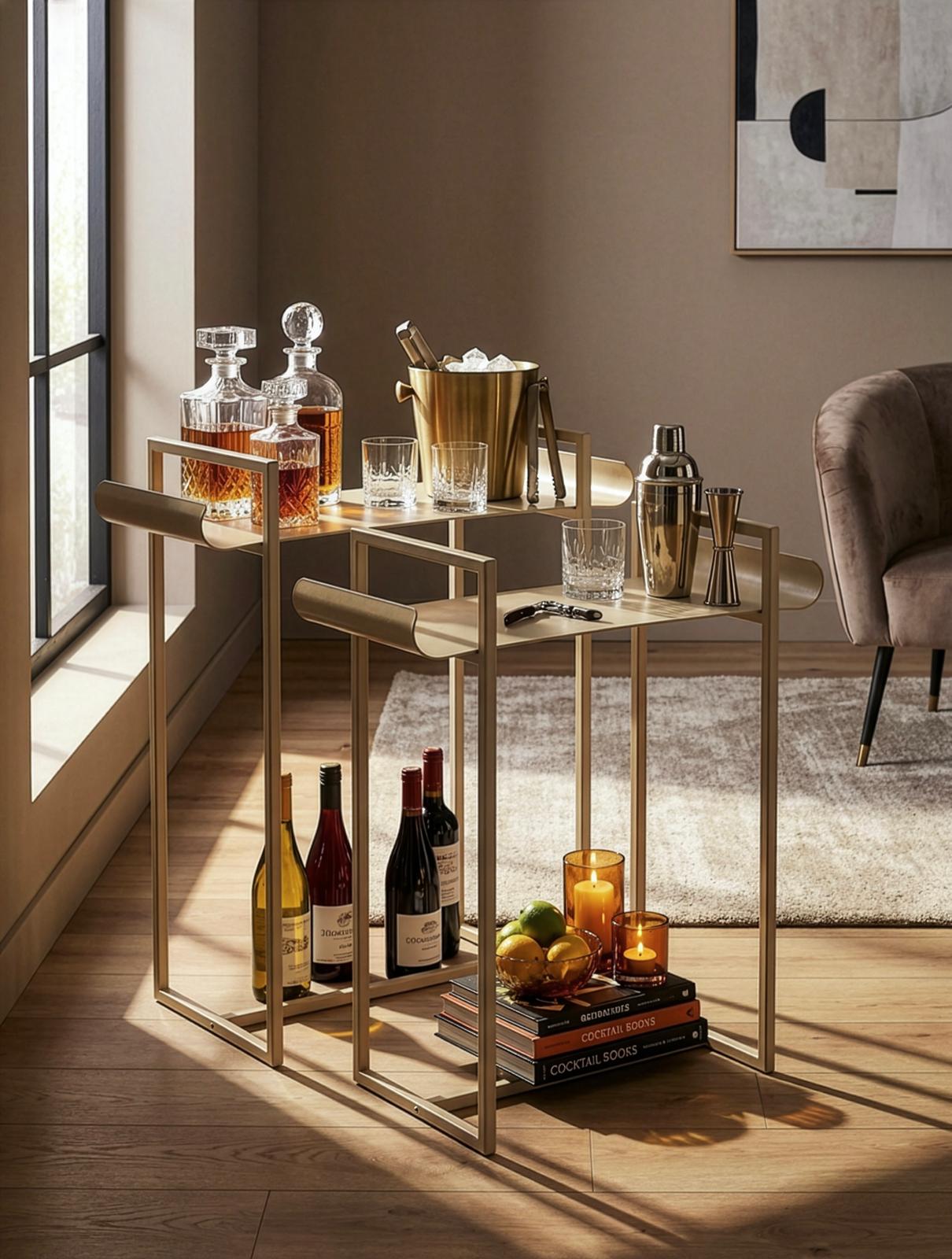 זוג מעמדי מתכת דקורטיביים - שמנת