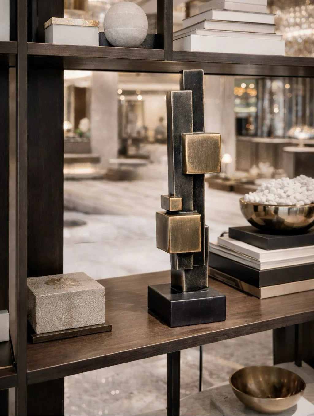 "דקורציה “Urban Blocks” - ברונזה/זהב "