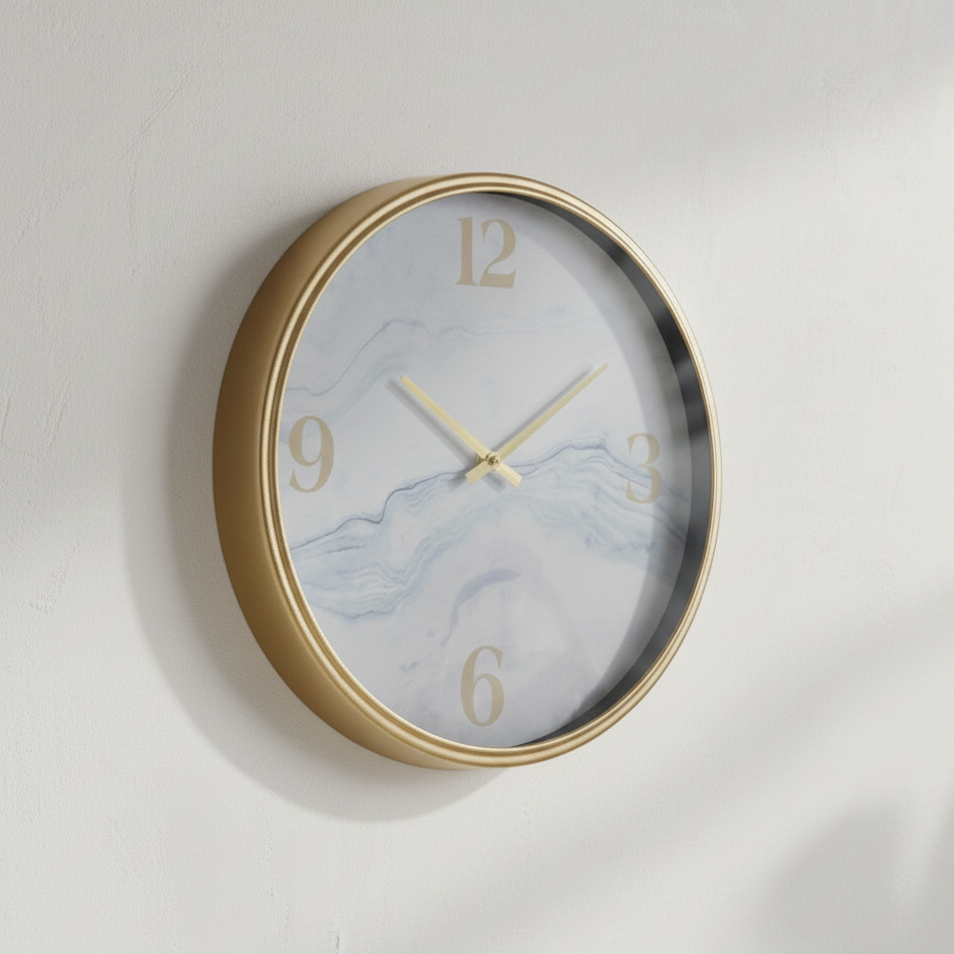 שעון קיר עדין מסגרת זהב
