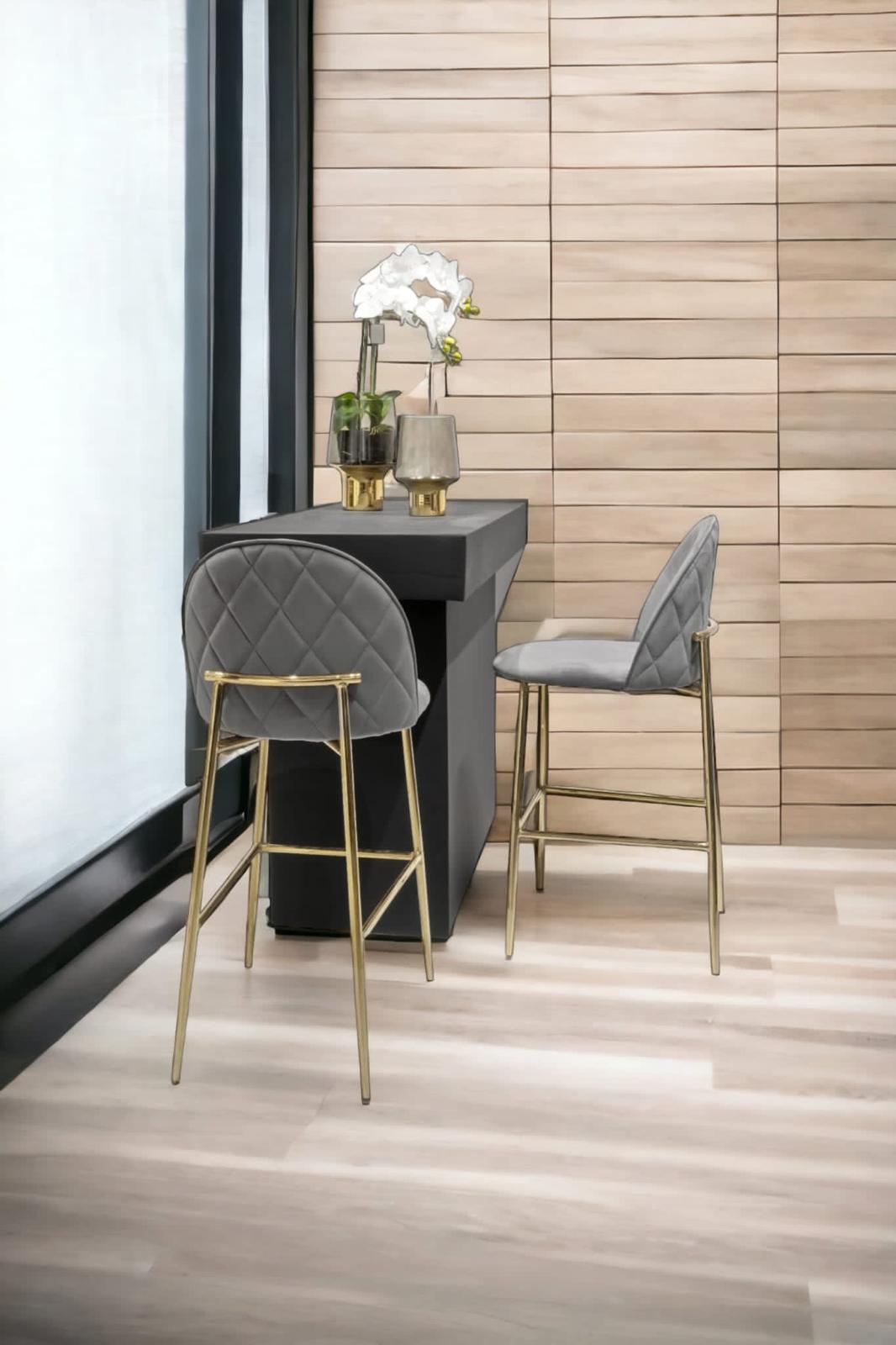 כסא בר אפור רגל זהב ROYAL