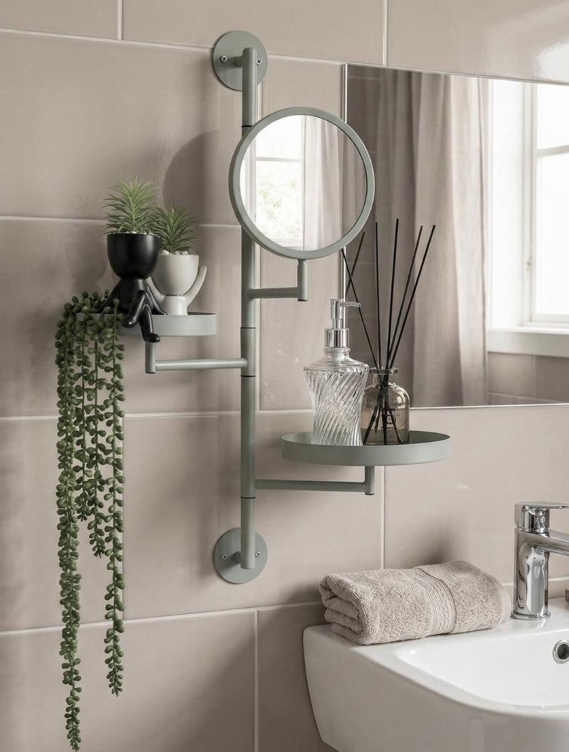 מתלה מראה  עם 2 מדפים - ירקרק