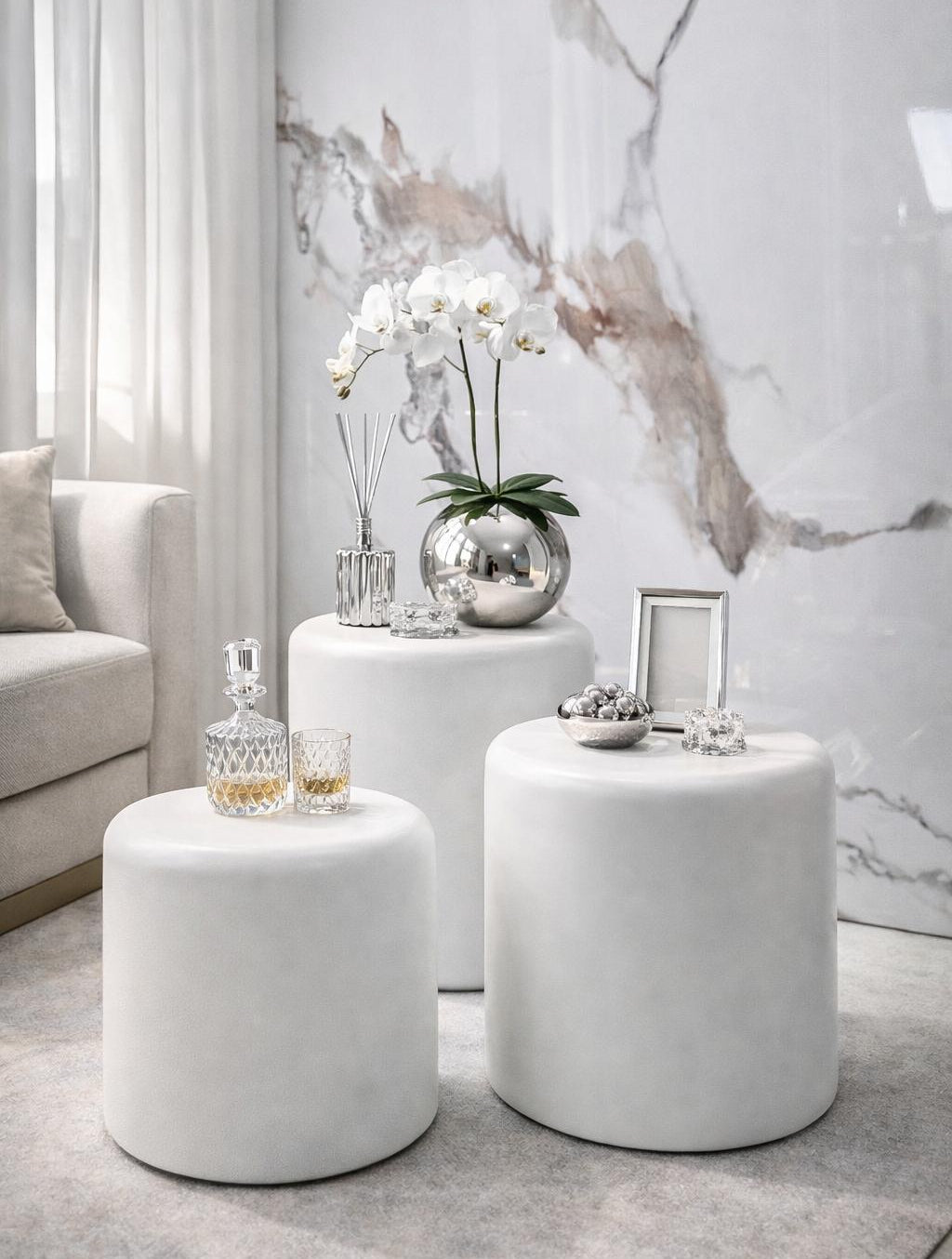 סט 3 מעמדים לבן