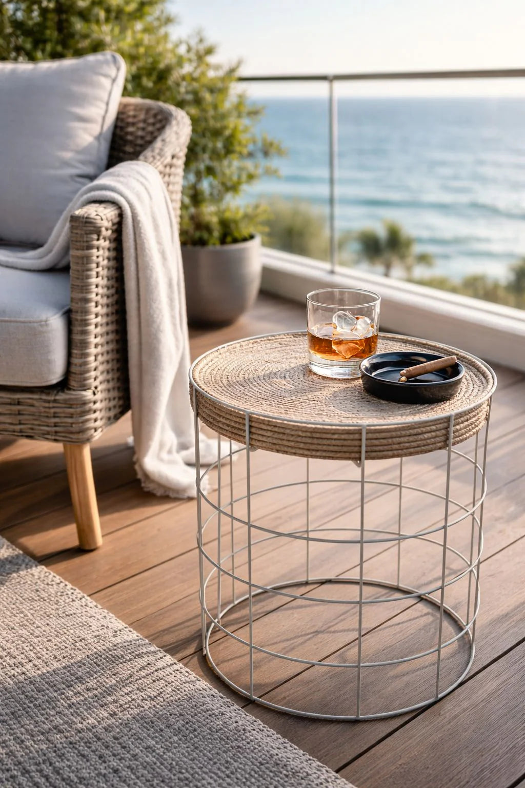 שולחן צד עגול למרפסת ולגינה