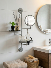 מתלה מראה  עם 2 מדפים - אפור