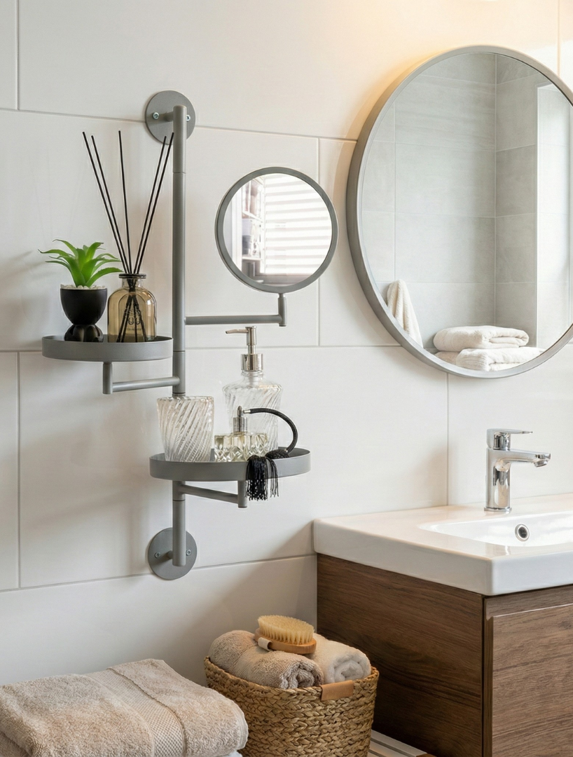 יחידת 2 מדפים ומראה - אפור