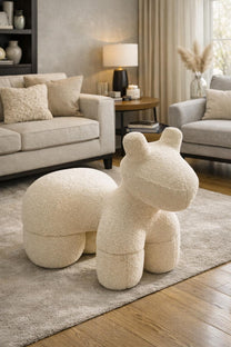 שרפרף פוני בעיצוב היפופוטם עם ריפוד רך לחדר ילדים מעוצב