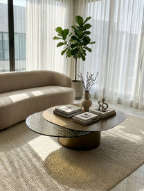 שולחן סלון Eclipse מזכוכית ומתכת בעיצוב מודרני לסלון