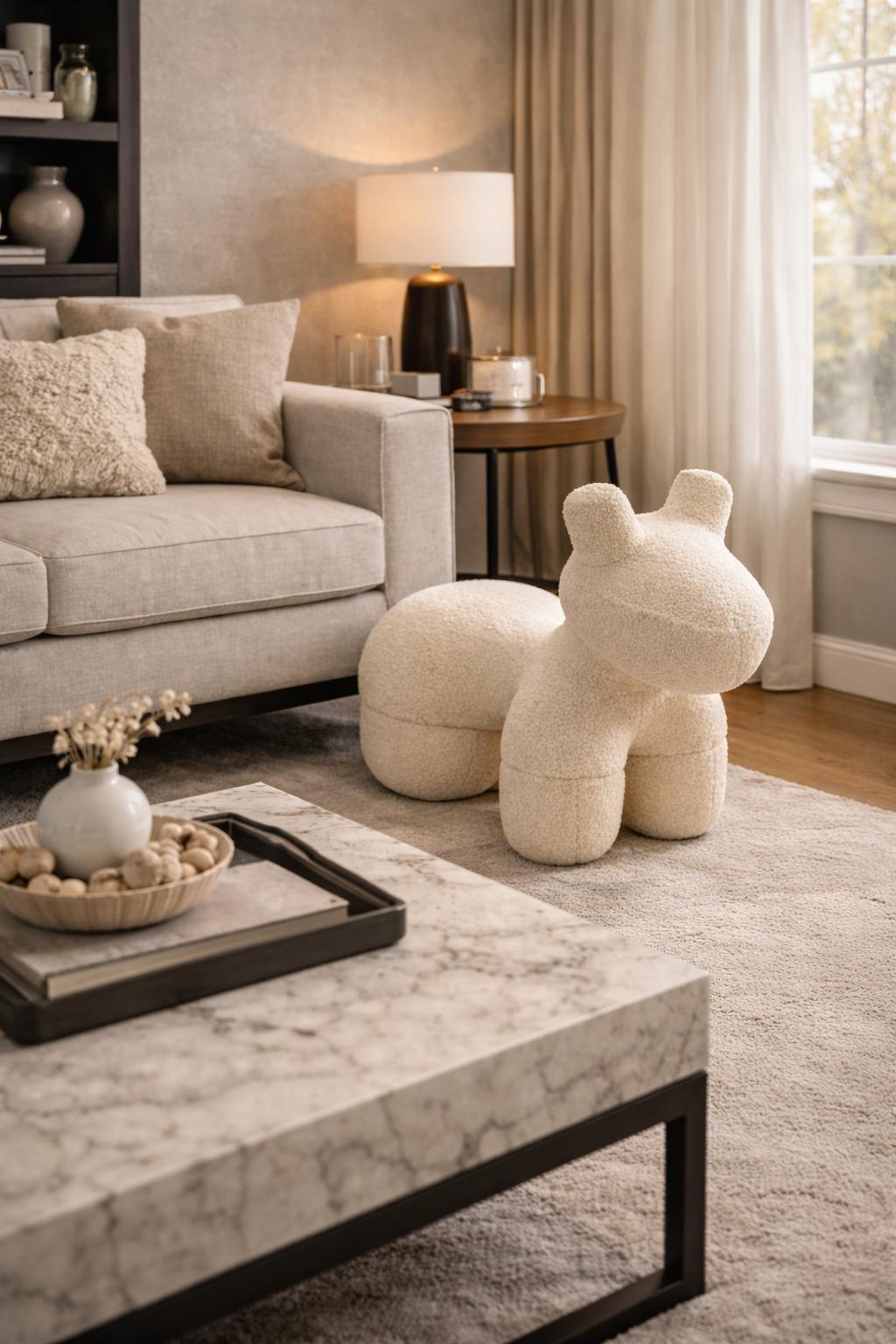 שרפרף פוני בעיצוב היפופוטם עם ריפוד רך  מעוצב