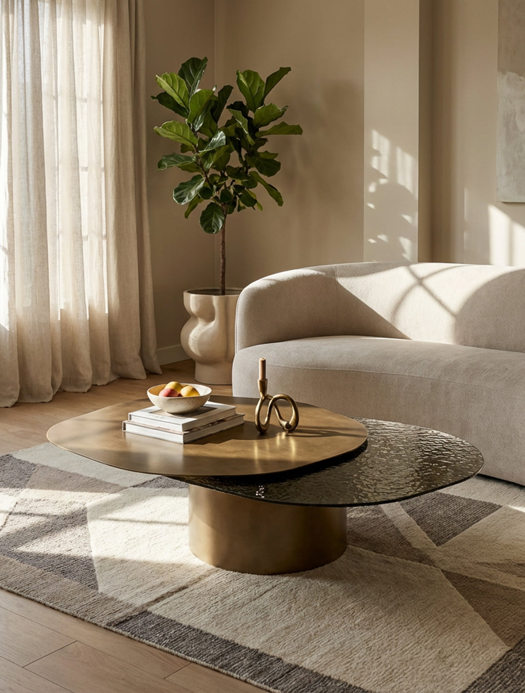 שולחן סלון Eclipse מזכוכית ומתכת בעיצוב מודרני 