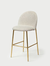 כיסא בר בגוון שמנת עם מושב בד רך ורגלי מתכת דקות