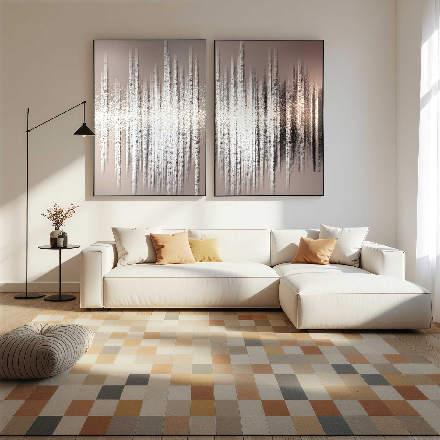 זוג תמונות קיר לסלון אבסטרקטיות