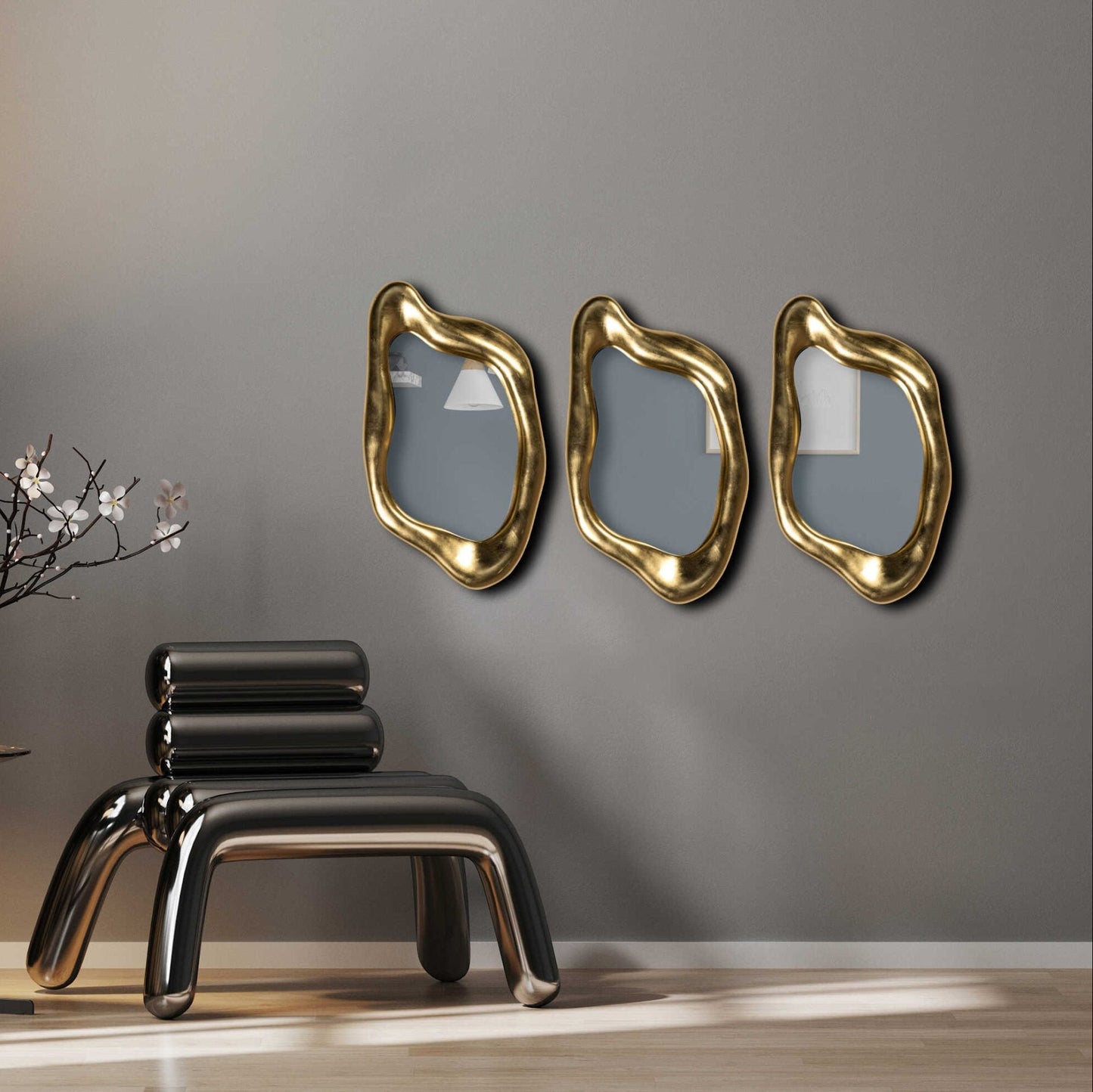 מראה אבסטרקטית צבע זהב דגם