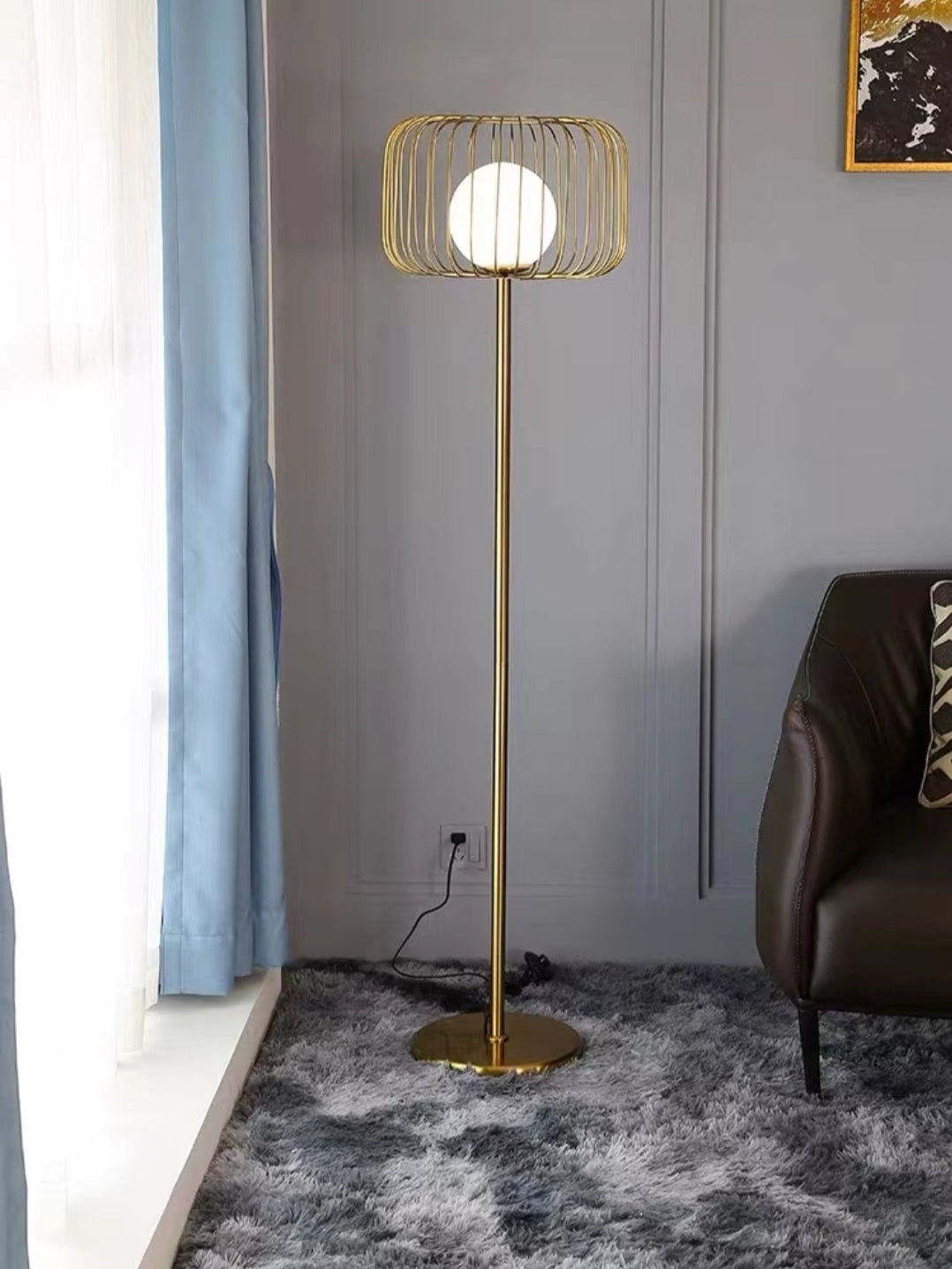 מחיר נטו!!! מנורה רצפתית חוטי זהב