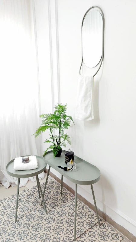 שולחן עגול מתכת - אפור