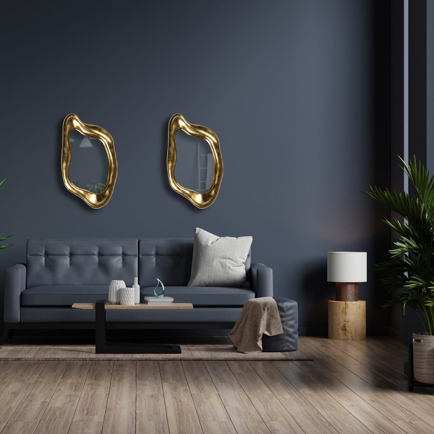 מראה אבסטרקטית צבע זהב דגם A