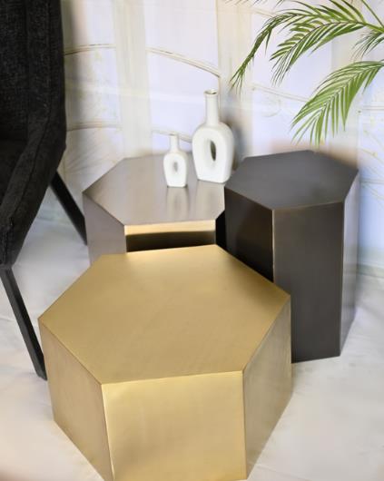 סט 3 שולחנות משושים